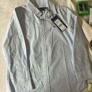 NWT vineyard vines button down shirt boys size 7 light blue stripes